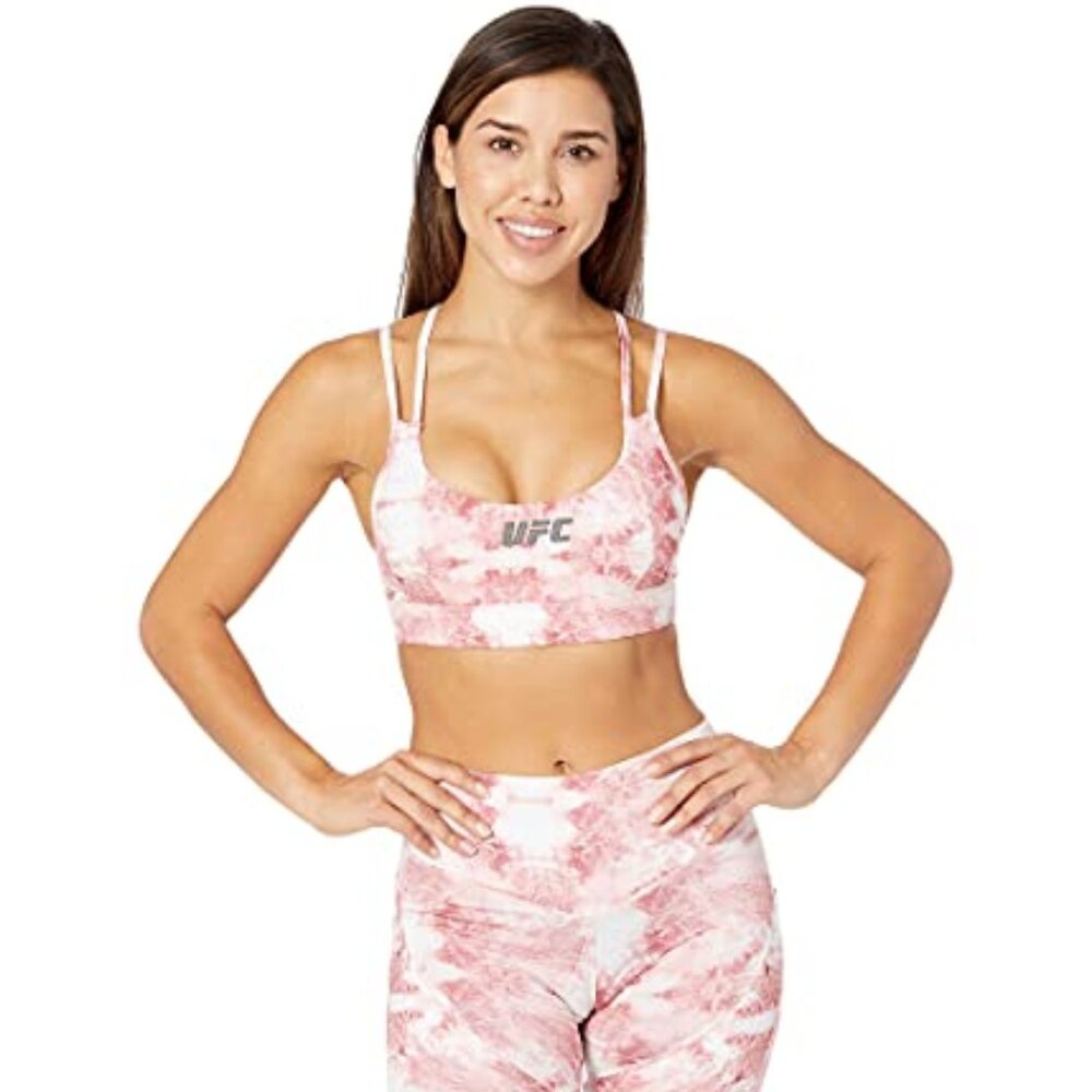 UFC Quartz Print Strappy Sports Bra Blushing Rose XL
